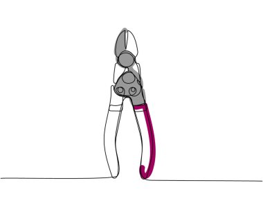 Yapı tel kesiciler, pense, mengene tutacağı, bataklıklar tek sıra sanat. Tamir, profesyonel, el, insanlar, konsept, destek, bakım. El çizimi vektör illüstrasyonu