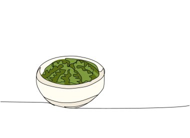 Wasabi kasede, Suşi bir çizgi çizer. Sürekli renkli çizimler, renk, suşi rengi, Japon yemeği, rulo, kültür, lezzet, restoran, Japonya, Asya, menü el çizimi vektör çizimi