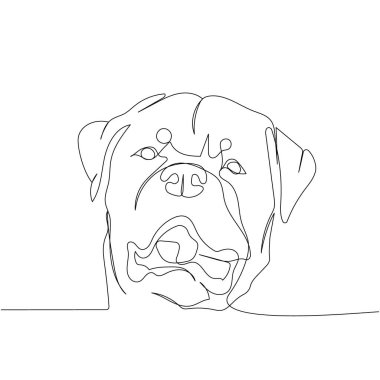 Rottweiler, bekçi köpeği, servis köpeği, köpek cinsi, tek çizgi sanat yoldaşı köpek. Arkadaş, köpek, arkadaşlık, ilgi, evcil hayvan, hayvan, aile, köpek eli çizimleri devam ediyor.