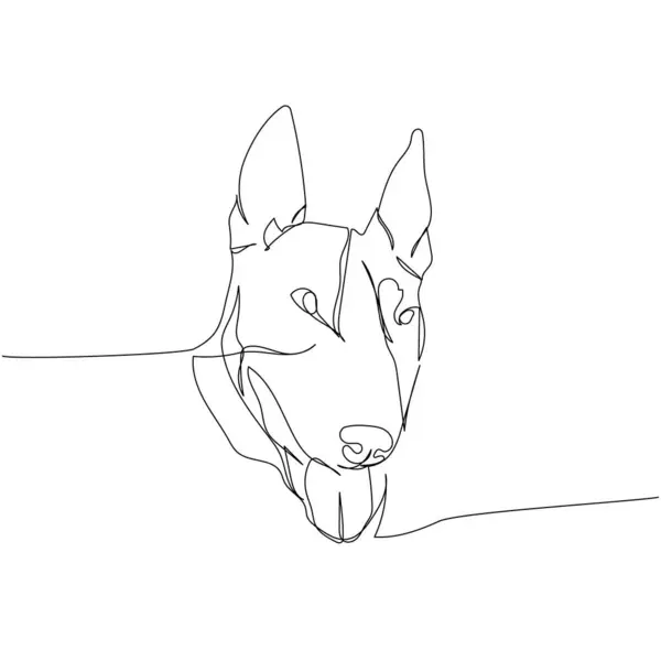 Toro Miniatura Terrier Cane Razza Cane Inglese One Line Art — Vettoriale Stock
