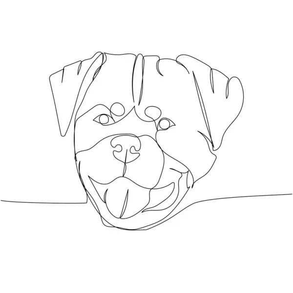Rottweiler Guardia Servizio Razza Canina Compagno Una Linea Art Disegno — Vettoriale Stock