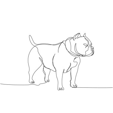 Amerikan zorbası, Bully XL, XXL, köpek cinsi, tek çizgi sanat yoldaşı köpek. Dost, köpek, köpek, köpek, arkadaşlık, ilgi, hayvan, hayvan, aile, köpek eli çizimleri devam ediyor.