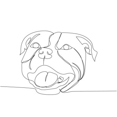 Staffordshire Boğa Teriyeri, İngiliz Personeli, köpek cinsi, tek çizgi sanat yoldaşı köpek. Arkadaş, köpek, köpek, köpek, arkadaşlık, ilgi, evcil hayvan, aile, köpek çizimleri devam ediyor. El çizimi vektör illüstrasyonu