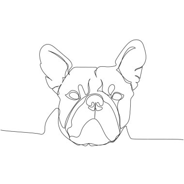 Fransız Bulldog, köpek cins, tek çizgi sanat yoldaşı köpek. Dost, köpek, köpek, köpek, arkadaşlık, ilgi, hayvan, hayvan, aile, köpek eli çizimleri devam ediyor.