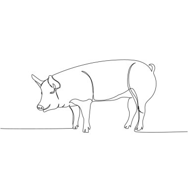 Domuz, yaban domuzu, çiftlik hayvanı, domuz yavrusu. Sürekli çiftlik, doğa, tarım, çiftlik hayvanları, kırsal yaşam ve çiftlik çizimleri. El çizimi vektör illüstrasyonu