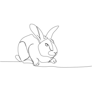 Tavşan, evcil hayvan, hayvancılık, tek sıra sanat. Sürekli çiftlik, doğa, tarım, çiftlik hayvanları, kırsal yaşam ve çiftlik çizimleri. El çizimi vektör illüstrasyonu