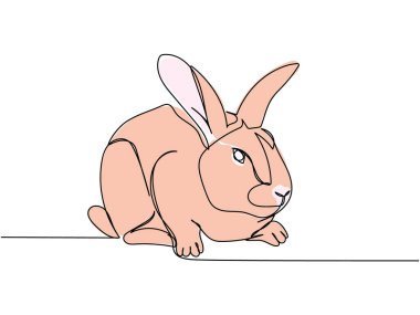 Tavşan, evcil hayvan, hayvancılık, tavşan rengi, renkli sanat. Sürekli çiftlik, doğa, tarım, çiftlik hayvanları, kırsal yaşam ve çiftlik çizimleri. El çizimi vektör illüstrasyonu