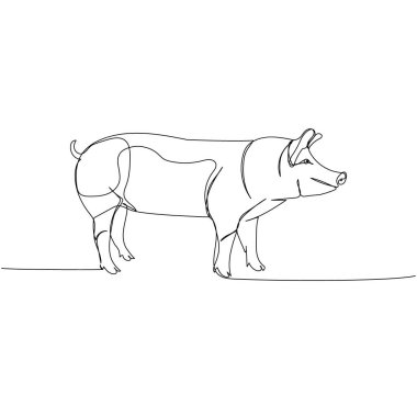 Domuz, yaban domuzu, çiftlik hayvanı, domuz yavrusu. Sürekli çiftlik, doğa, tarım, çiftlik hayvanları, kırsal yaşam ve çiftlik çizimleri. El çizimi vektör illüstrasyonu