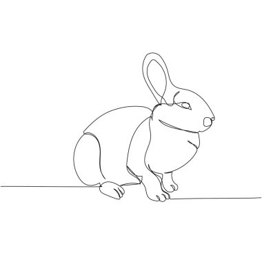 Tavşan, evcil hayvan, hayvancılık, tek sıra sanat. Sürekli çiftlik, doğa, tarım, çiftlik hayvanları, kırsal yaşam ve çiftlik çizimleri. El çizimi vektör illüstrasyonu