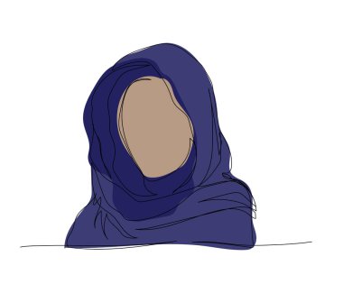 Ulusal giysili Arap kadın, tesettür Himara, çarşaf bir renk sanatı. Çevrimiçi Müslümanların, İslam 'ın, geleneklerin, kıyafetlerin, halkın, doğuluların aralıksız çizimleri. El çizimi vektör illüstrasyonu