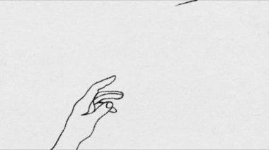 Kalem Çizim Animasyonu İki El Birbirine Uzanıyor