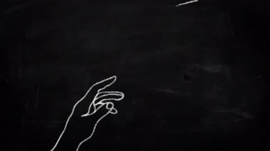 Beyaz Tebeşir Çizimi Tahtaya Uzanan Eller