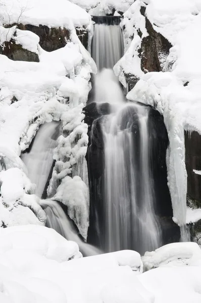 Icy Triberger Wasserfall Vízesés Tél Fekete Erdő Baden Wuerttemberg Németország — Stock Fotó