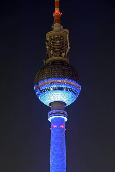 Festival Das Luzes 2005 Torre Iluminada Alexanderplatz Mitte Berlim Alemanha — Fotografia de Stock