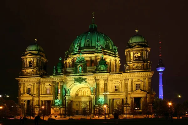 Festival Lights 2005 Illuminated Berlin Cathedral Lustgarten Mitte Berlin Germany — Stock Photo, Image