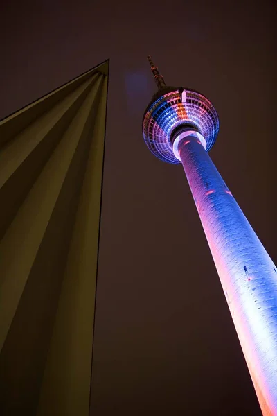 Tour Télévision Berlin Alexanderplatz Berlin Allemagne Pendant Festival Des Lumières — Photo