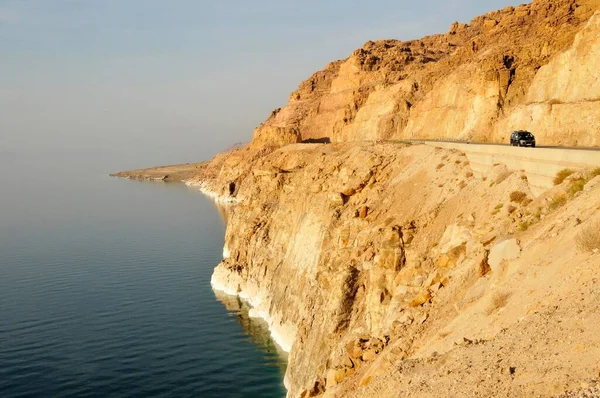 Απειλούμενες Ακτές Της Νεκράς Θάλασσας Κοντά Στο Mazraa Ύφεση Νερού — Φωτογραφία Αρχείου