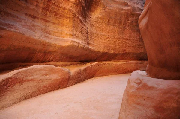 Siq Hosszú Kanyon Amely Nabataean Város Petra Világörökség Része Közelében — Stock Fotó