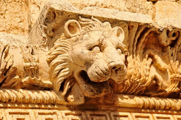 Leeuwenkop Opgraving Site Van Baalbek Unesco World Heritage Site Beqaa — Stockfoto