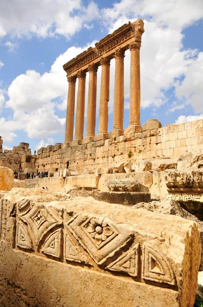 Six Remaining Columns Temple Jupiter Unesco World Heritage Site Baalbek — Stock Photo, Image