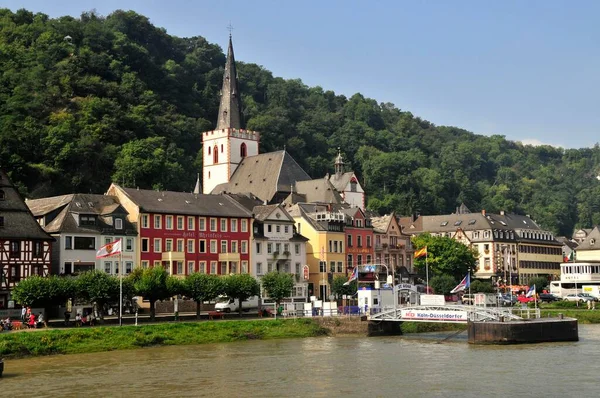 Townscape Goar Rhine River Rhineland Palatinate Germany Europe — стокове фото