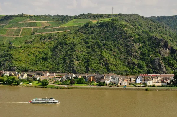 Paddle Steamer Rhine River Goarshausen Rhineland Palatinate Germany Europe — Stock Photo, Image