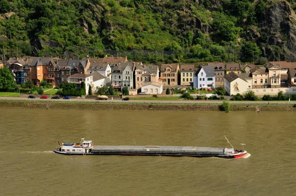 Cargo Ship Rhine River Goarshausen Rhineland Palatinate Germany Europe — Stock Photo, Image