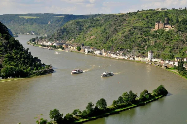 Vaporizador Río Rin Cerca Goarshausen Renania Palatinado Alemania Europa — Foto de Stock