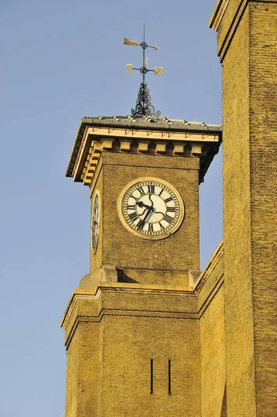 Clock tower at Kings Cross Station, London, England, UK, Europe