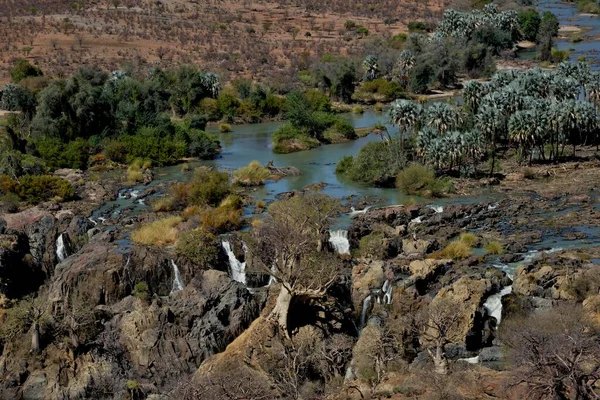 Cascate Dell Epupa Cascate Del Fiume Kunene Confine Tra Namibia — Foto Stock