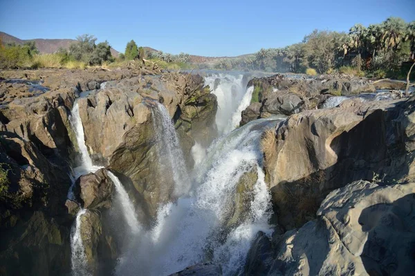 Epupa Fälle Wasserfälle Des Kunene Flusses Der Namibisch Angolanischen Grenze — Stockfoto