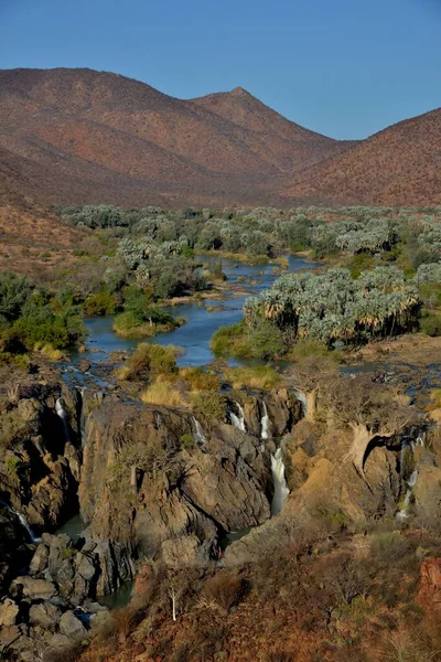 Cascate Dell Epupa Cascate Del Fiume Kunene Confine Tra Namibia — Foto Stock