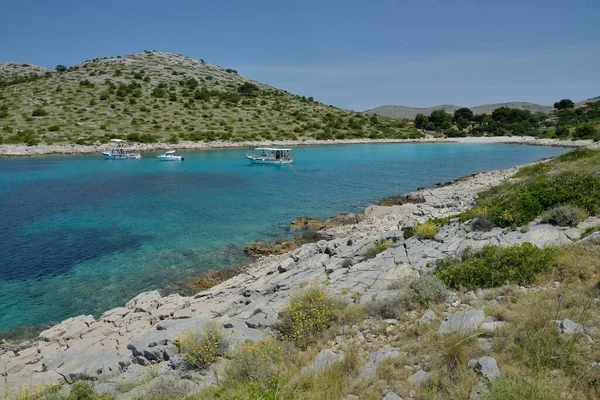 Ausflugsboote Lojena Bay Levrnaka Island Kornati Islands Kornati National Park — Stockfoto