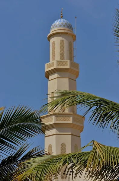Minarete Grande Mesquita Taqah Região Dhofar Oriente Omã Ásia — Fotografia de Stock
