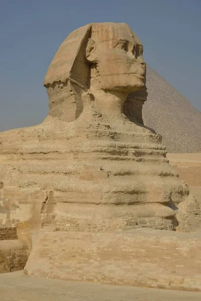 Сфинкс Великий Сфинкс Гизы Лев Человеческой Головой Построен Египетской Династии — стоковое фото