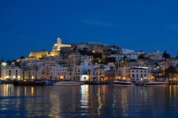 Dalt Vila Von Ibiza Oder Eivissa Abend Ibiza Stadt Ibiza — Stockfoto