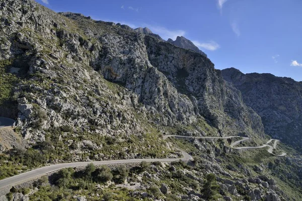 Estrada Serpentina Baía Calobra Maiorca Ilhas Baleares Espanha Europa — Fotografia de Stock