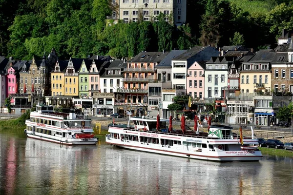 Excursion Boats Cochem River Moselle Rhineland Palatinate Germany Europe — Stock Photo, Image