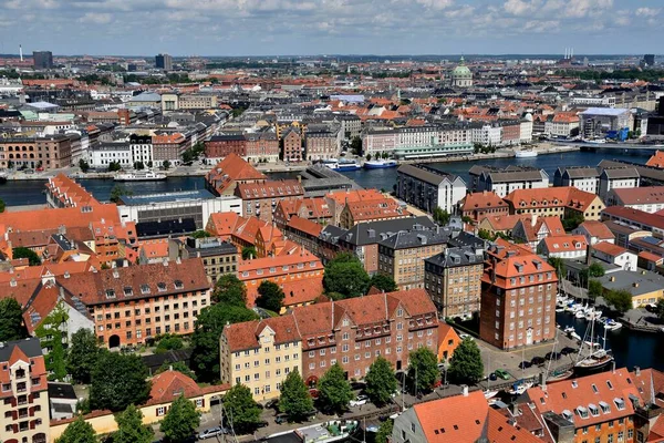 Вид Вежі Лютеранської Церкви Спасителя Церкви Нашого Спасителя Копенгагена Історичного — стокове фото
