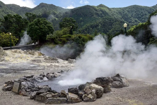 Hot Springs Πηγές Ατμού Fumaroles Caldeiras Furnas Νήσος Σάο Μιγκέλ — Φωτογραφία Αρχείου