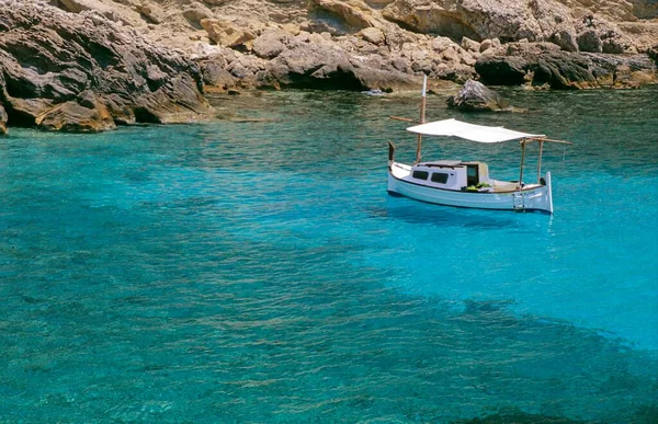 Little Motor Boat Coast Mallorca Spain Europe — Stock Photo, Image