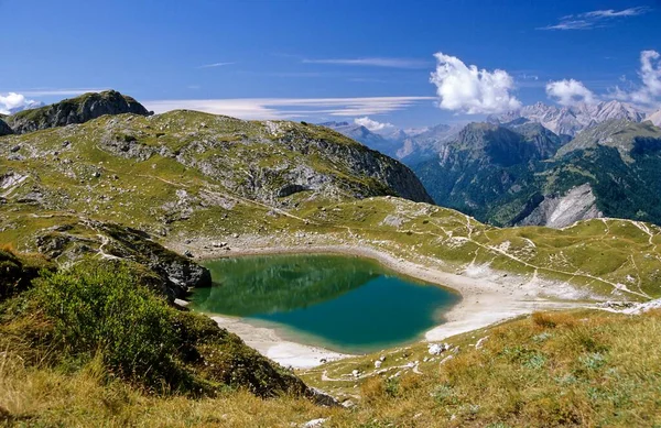 Montanha Lago Monte Civetta Nas Montanhas Dolomitas Itália Europa — Fotografia de Stock