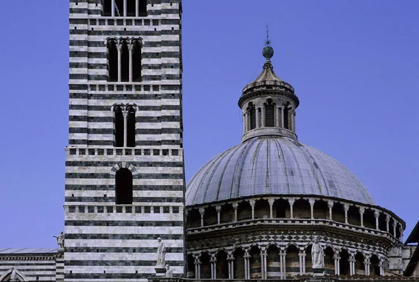 Torony Kupola Katedrális Siena Olaszország — Stock Fotó