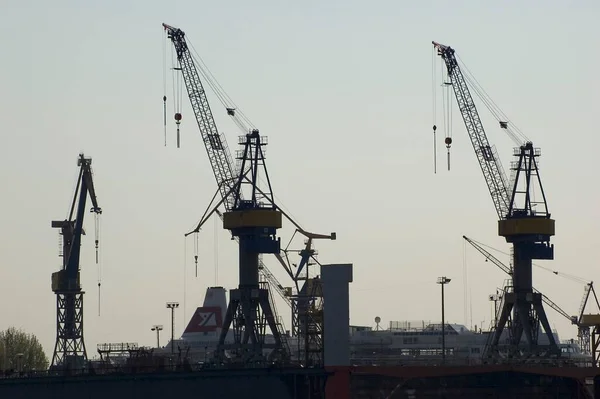 Cranes Dockyard Blohm Voss Hamburg Harbour Germany — стокове фото