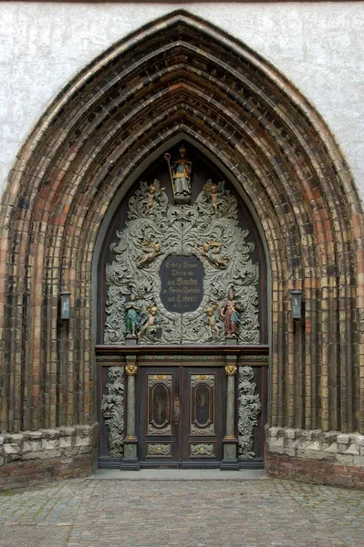 Eingang Der Sankt Nikolai Kirche Stralsund — Stockfoto