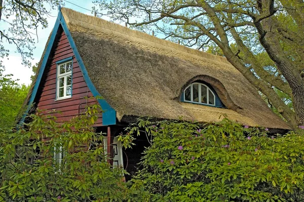 德国普雷罗达什有茅草屋顶的老房子 — 图库照片