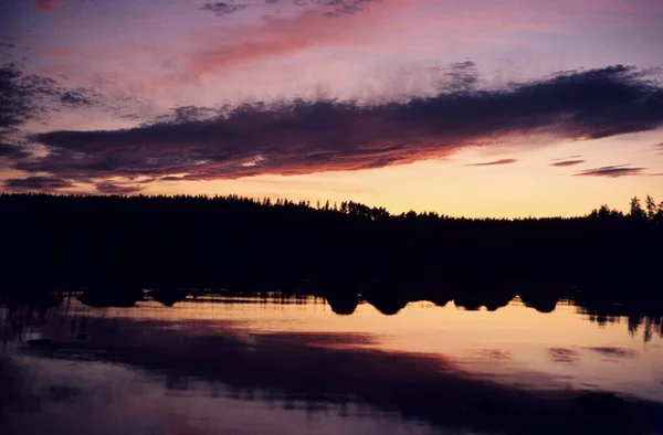 Sonnenuntergang See Schweden — Stockfoto