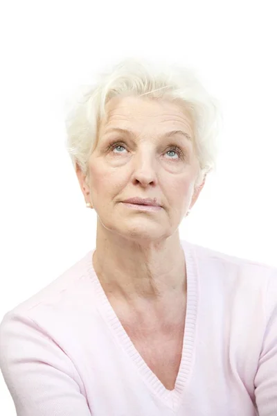 Bored Mature Woman Rolls Her Eyes — Stock Photo, Image