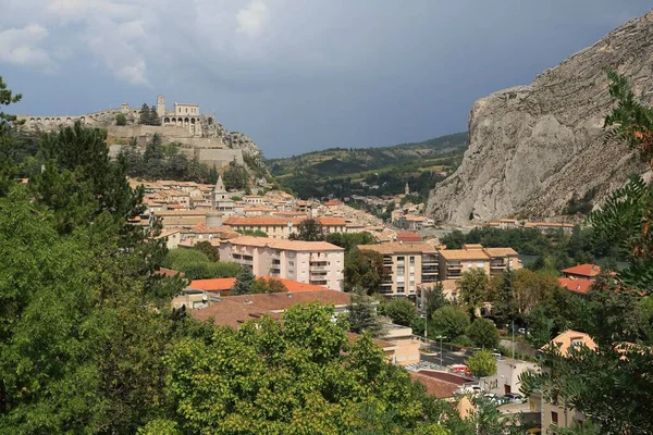 Citadell Och Stad Sisteron Alpes Haute Prove Frankrike Europa — Stockfoto