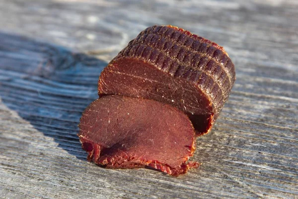 Smoked Whale Meat Minke Whale Balaenoptera Acutorostrata Reine Lofoten Norway — Stock Photo, Image